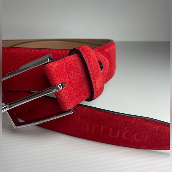 Carrucci Men’s Ruby Red Suede Leather Belt 38” - Picture 2 of 7
